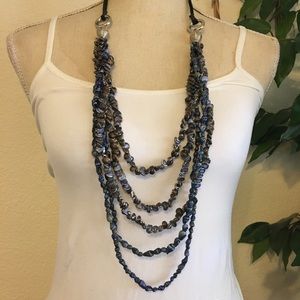 Vintage multi strand purple painted shell necklace